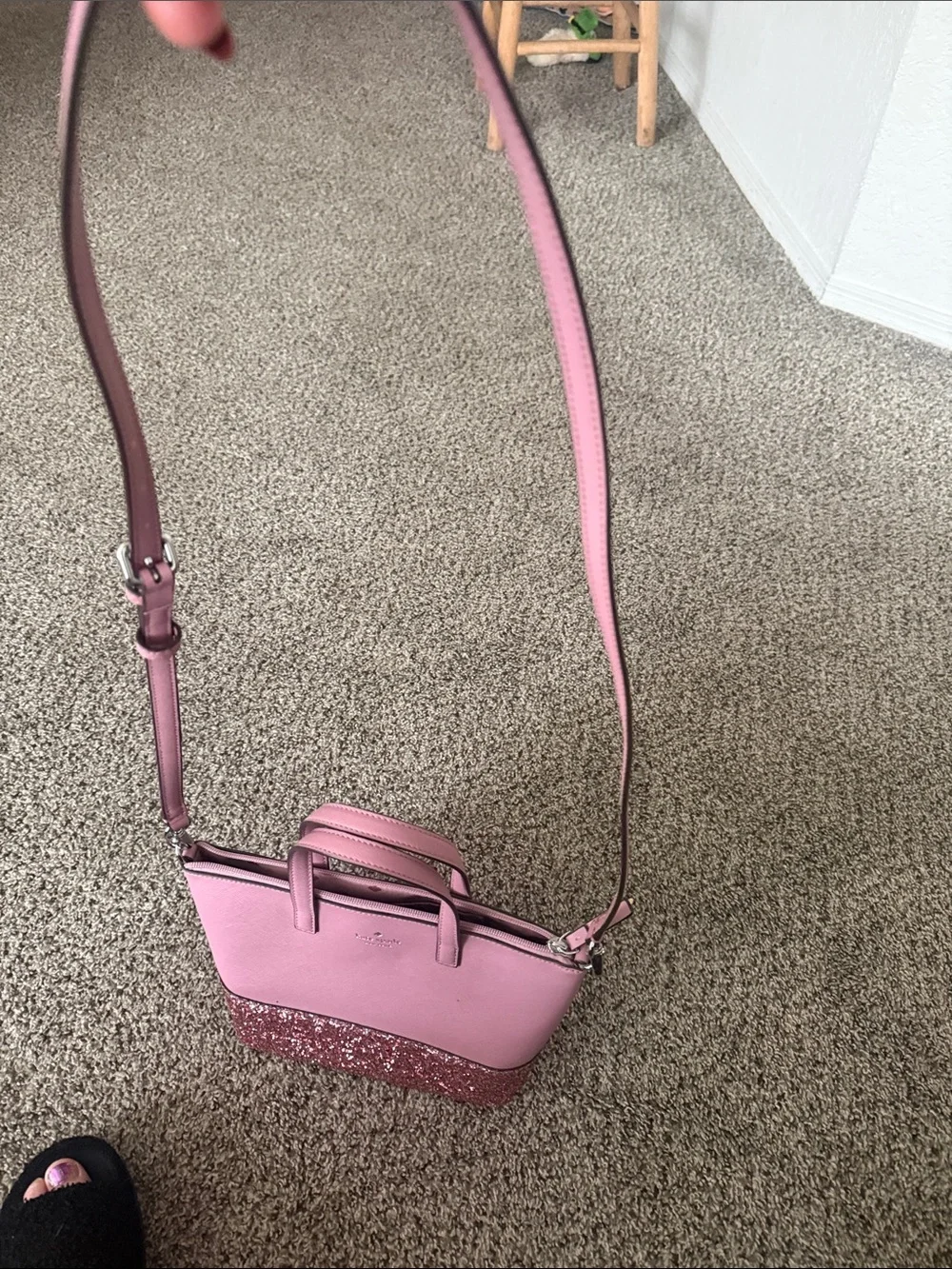 kate spade pink glitter-accent satchel